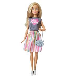Pre-owned Dressed Barbie Doll in Pink Dress Purse and Purple Shoes